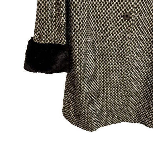 Grace Dane Lewis Vienna Wool Blend Faux Fur Trim Coat Size 6 Vanilla Latte Multi - Picture 3 of 11